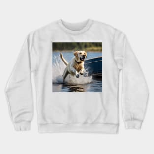 Yellow Lab Running in Water Crewneck Sweatshirt